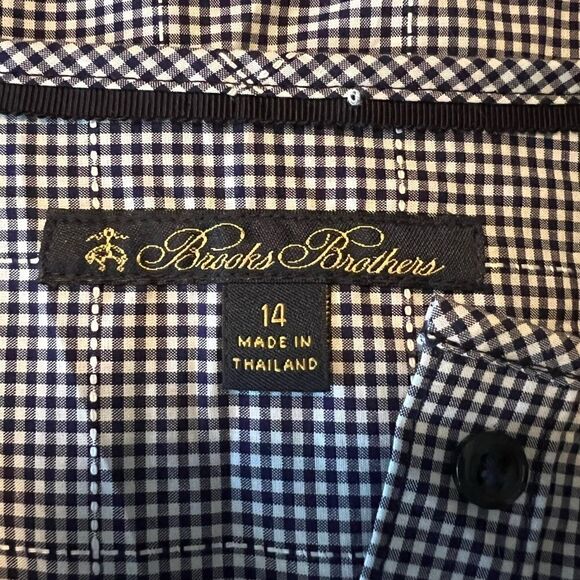 Brooks brothers gingham 1/4 button blouse - Picture 3 of 9